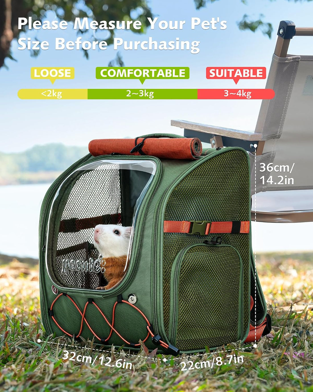 Pecute Small Animal Carrier Guinea Pig Backpack,with Bubble Window