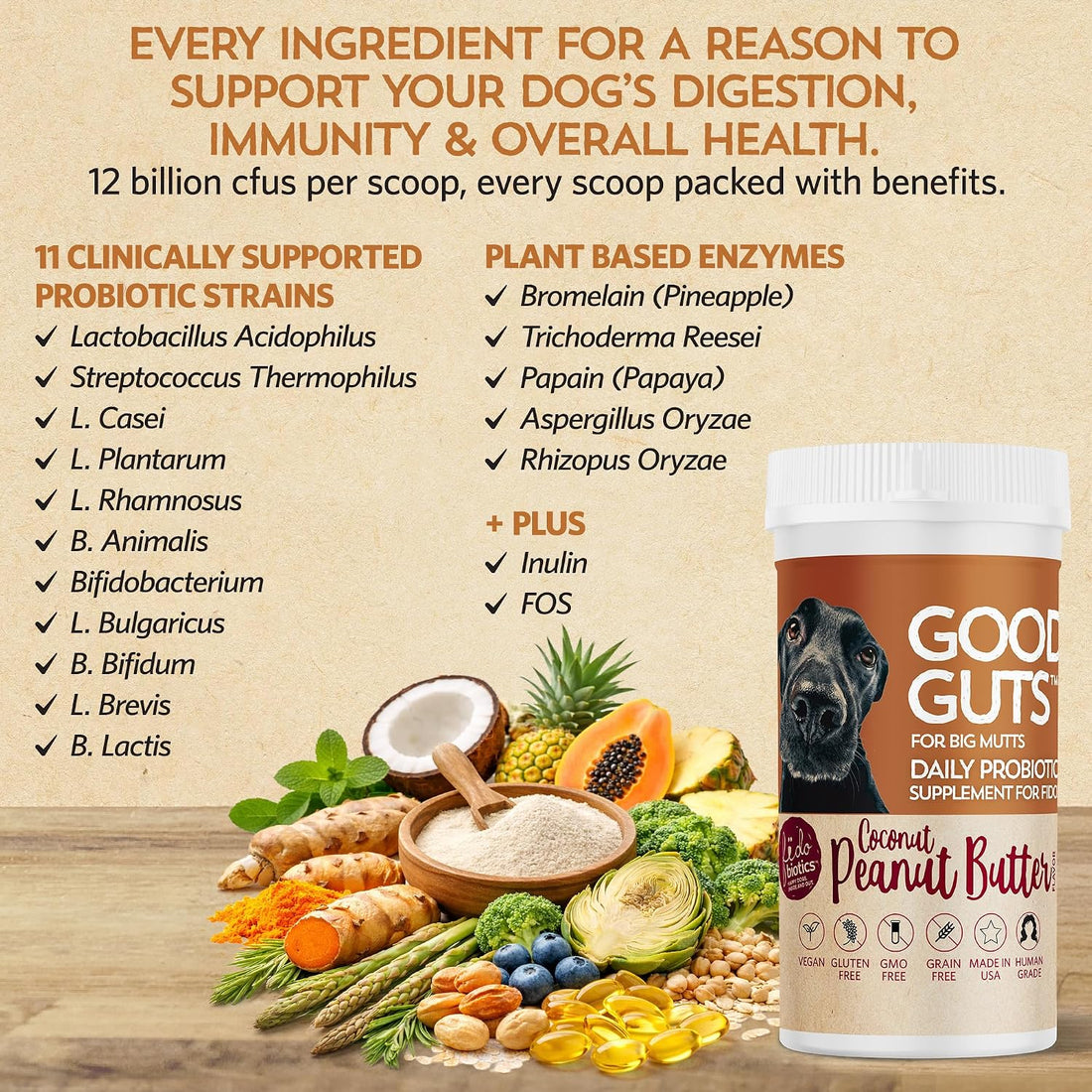 Fidobiotics Good Guts Probiotics for Big Dogs