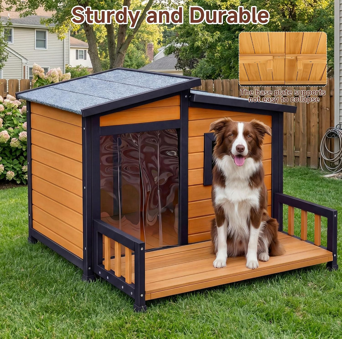 RUNSHED Insulated Outdoor Dog House for Small and Medium-Sized Dogs