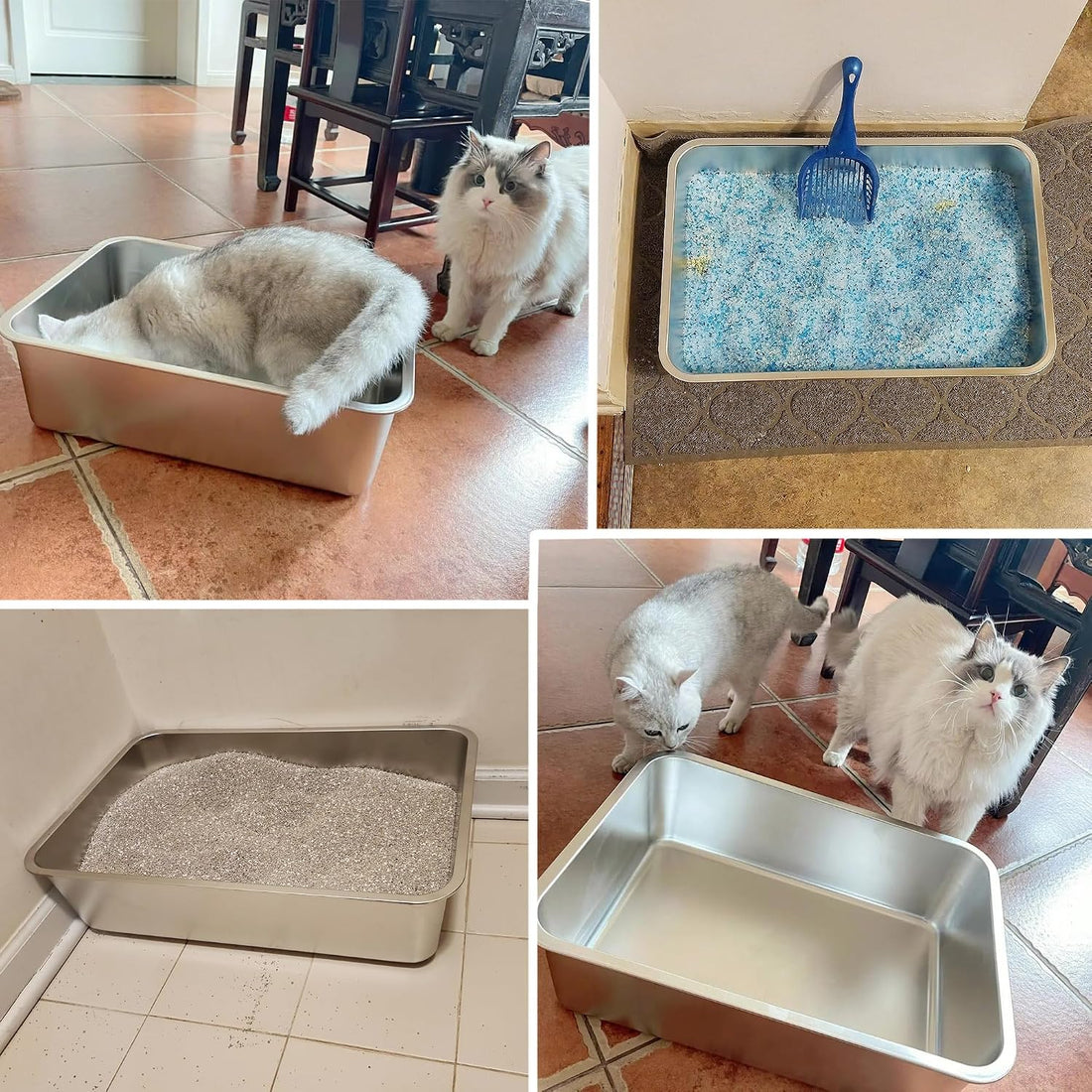 Stainless Steel Litter Box, 23.6“x15.7"x6" Deep Stainless Steel Cat