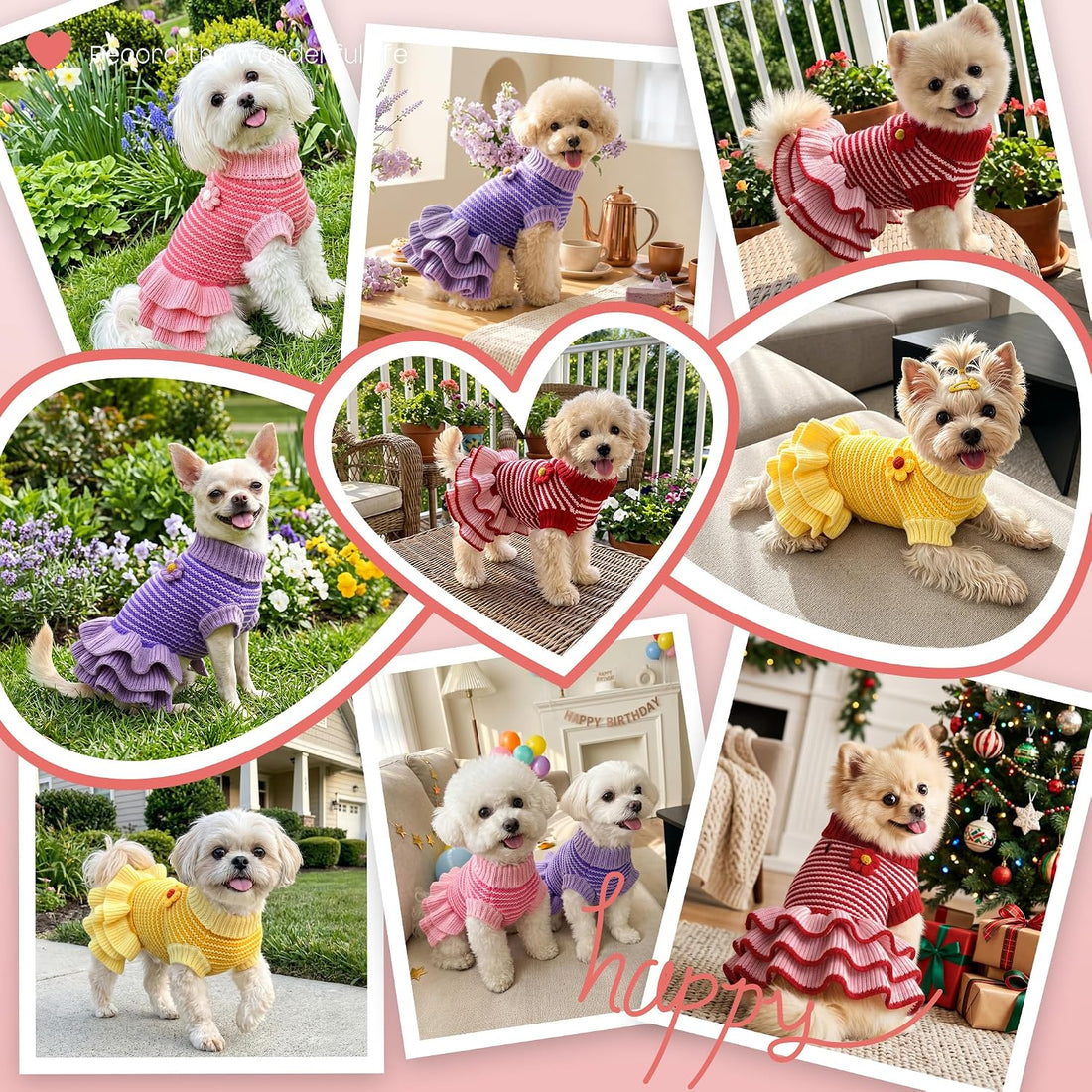 YUDODO Dog Sweater Dress for Small Dogs Girl