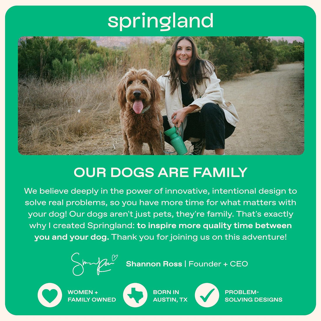 Springland Classic Portable Dog Water Bottle with Built-in Bowl
