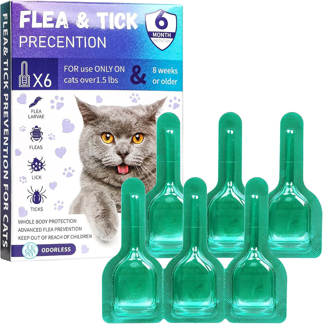 Topical Flea and Tick for Cats 6 Doses