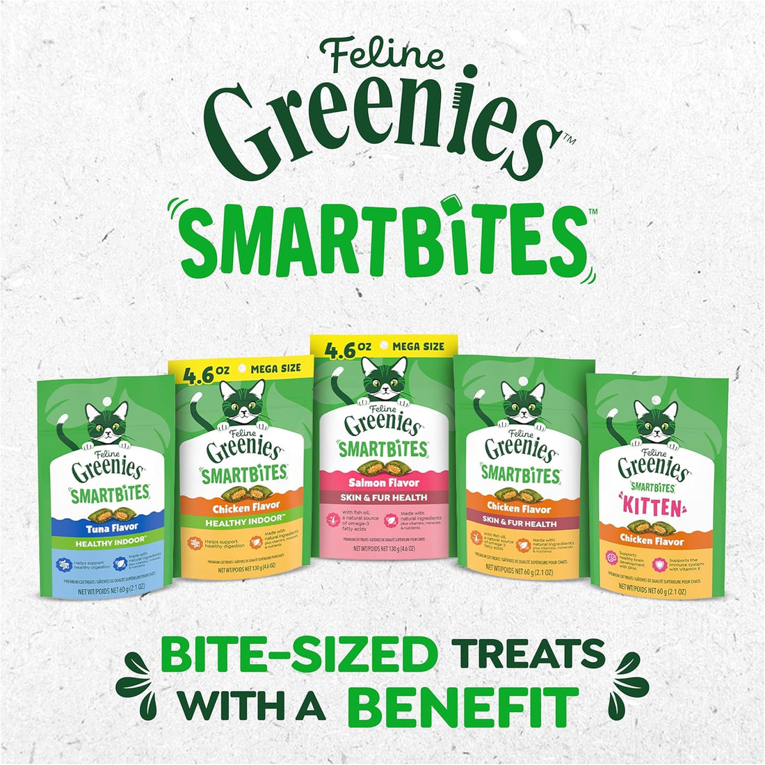Greenies Feline Smartbites Skin & Fur Health Cat Treats, Salmon