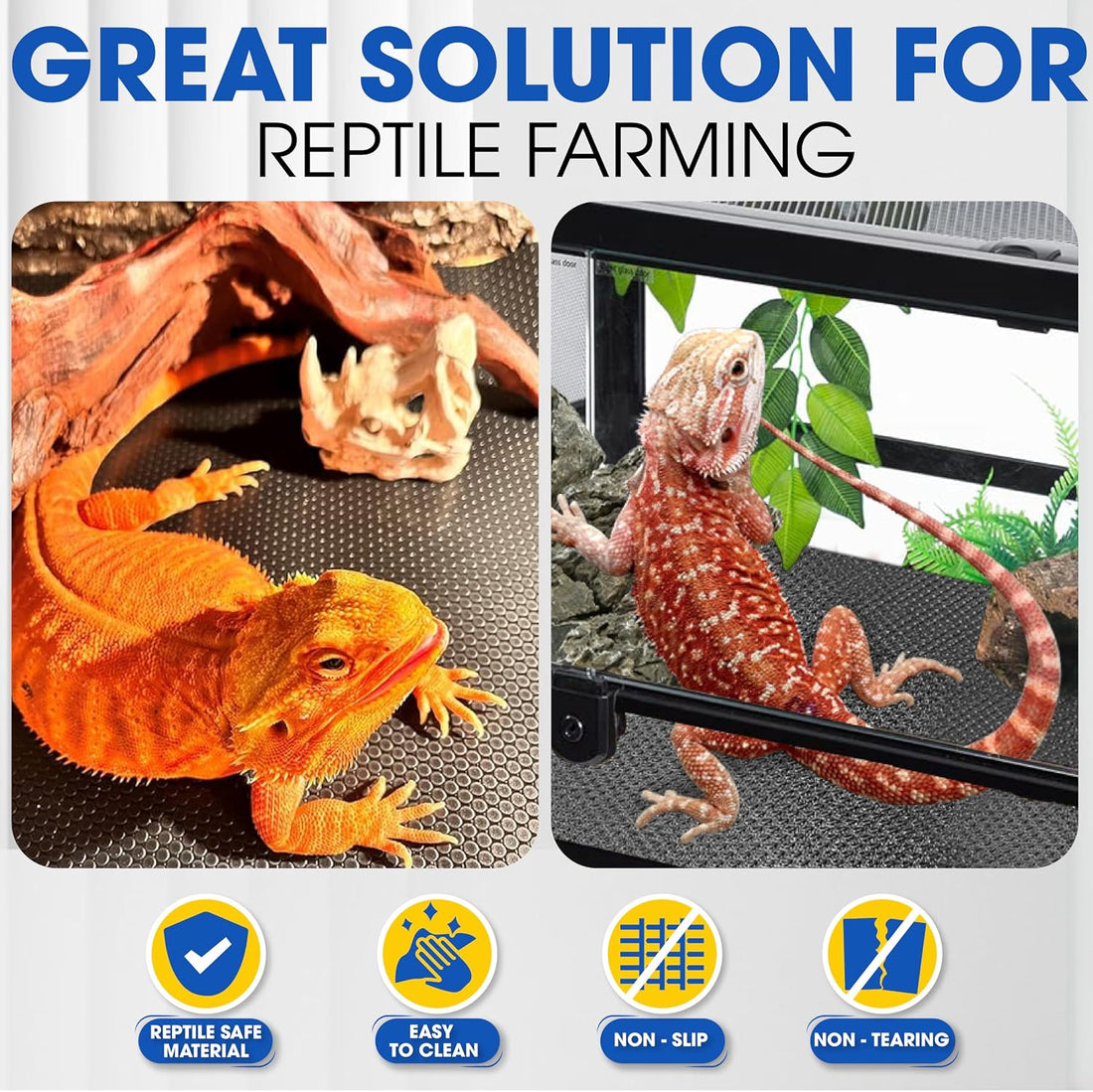 Extra Thick 24"x60" Reptile Substrate Mat, 4PCS Rug Gripper
