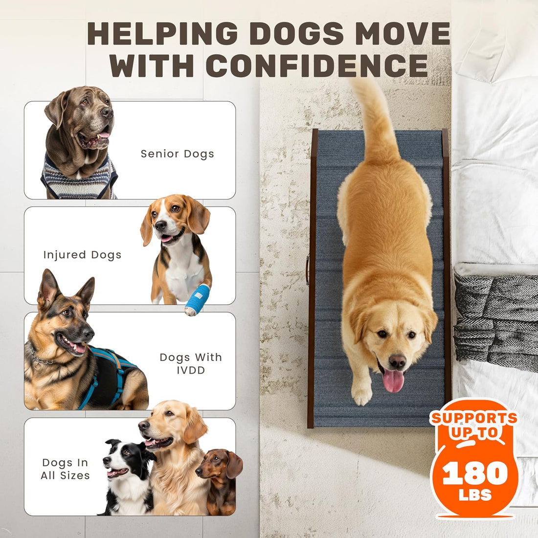 Foldable Dog Ramp for Couch - Portable Dog Ramps for Bed