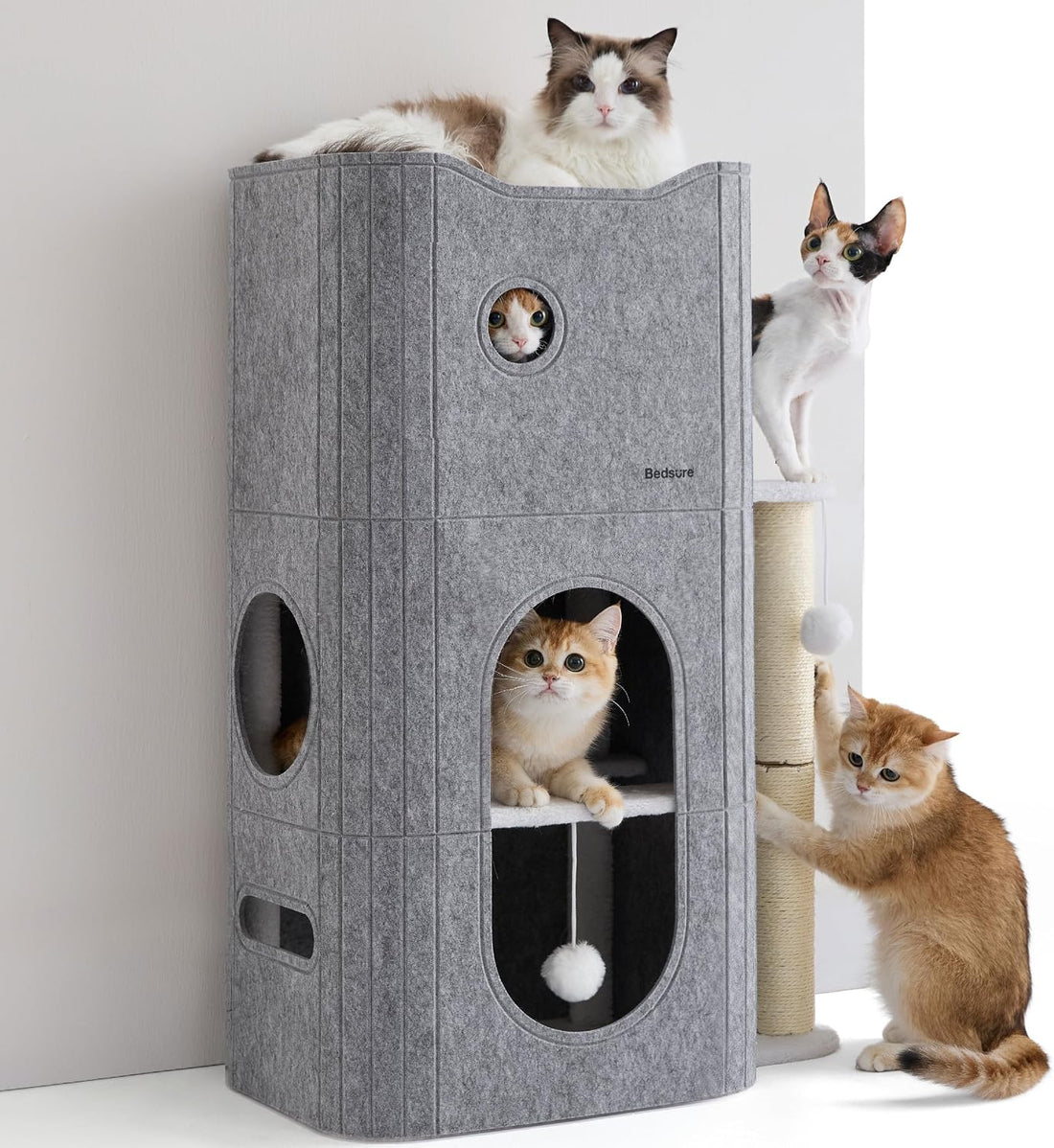 Bedsure 3-Level Cat Tree for Indoor Cats with Scratching Post