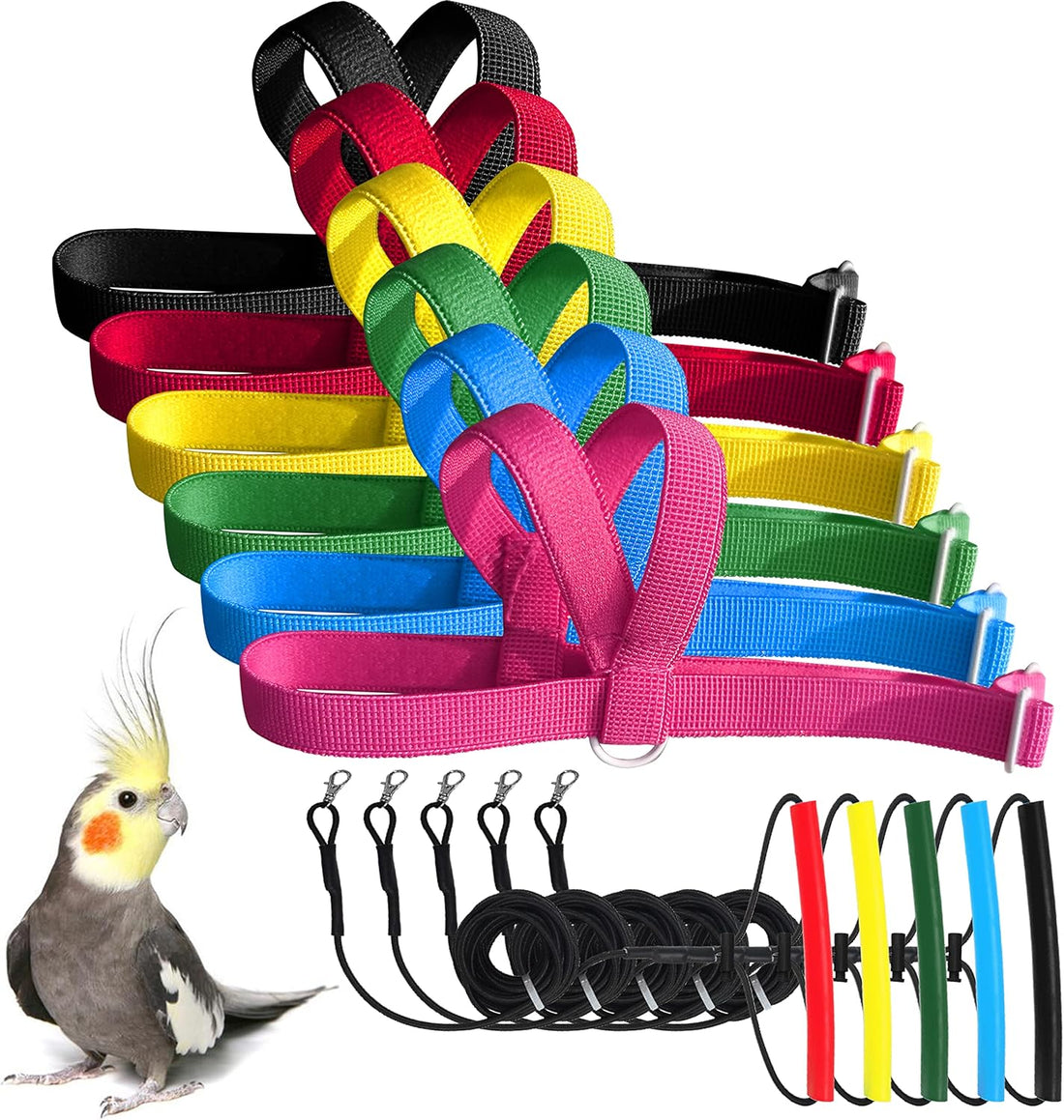 VANFAVORI Adjustable Bird Harness Elastic with 80-inch Flying Leash