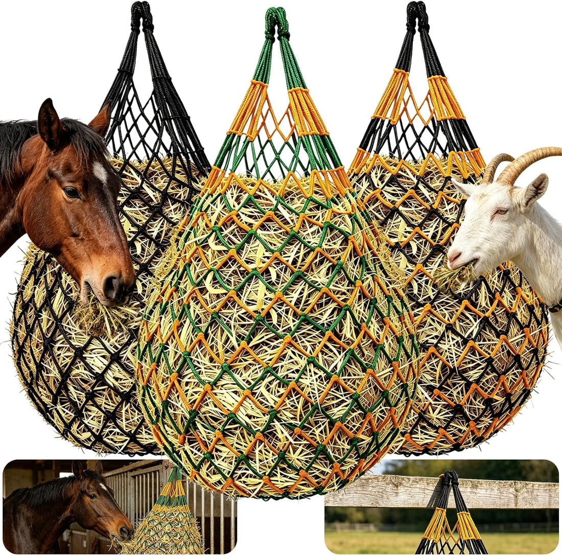Hay Nets for Horses, 3-Pack Large-Capacity Hay Net for Horses Goats