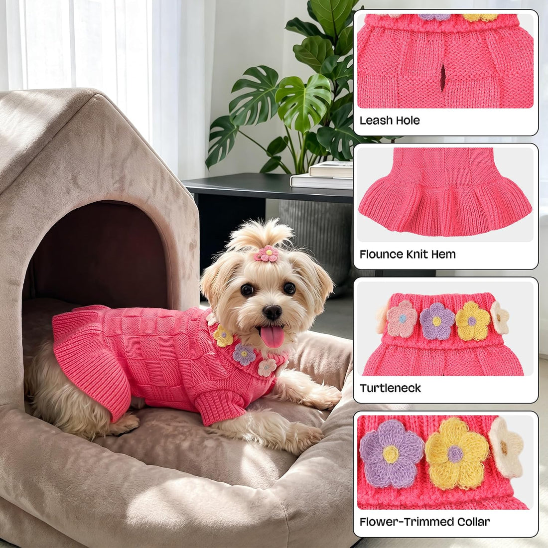YUDODO Dog Sweater Dress for Small Dogs Girl