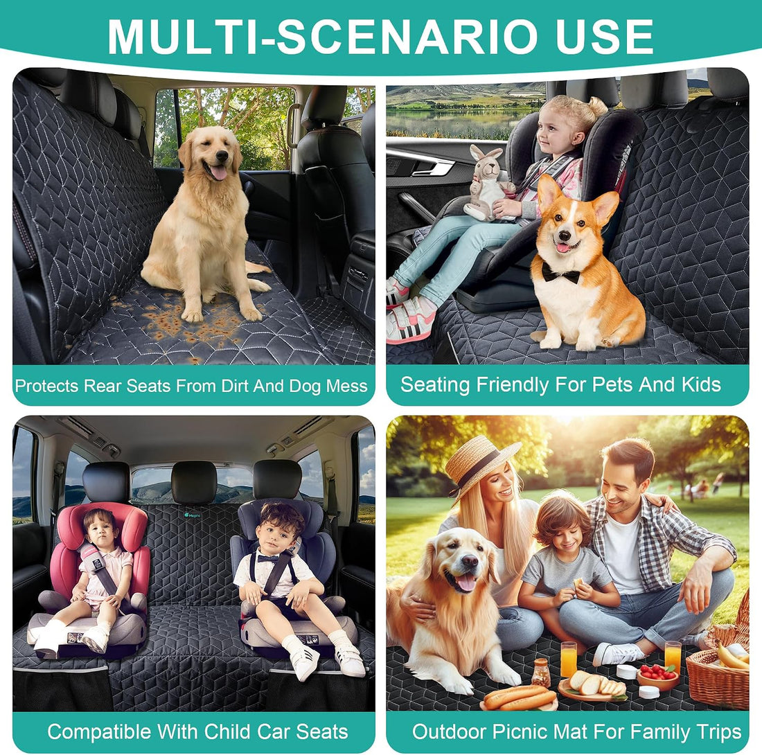 Meginc Dog Car Seat Covers for Back Seat,Waterproof Pet Bench Seat