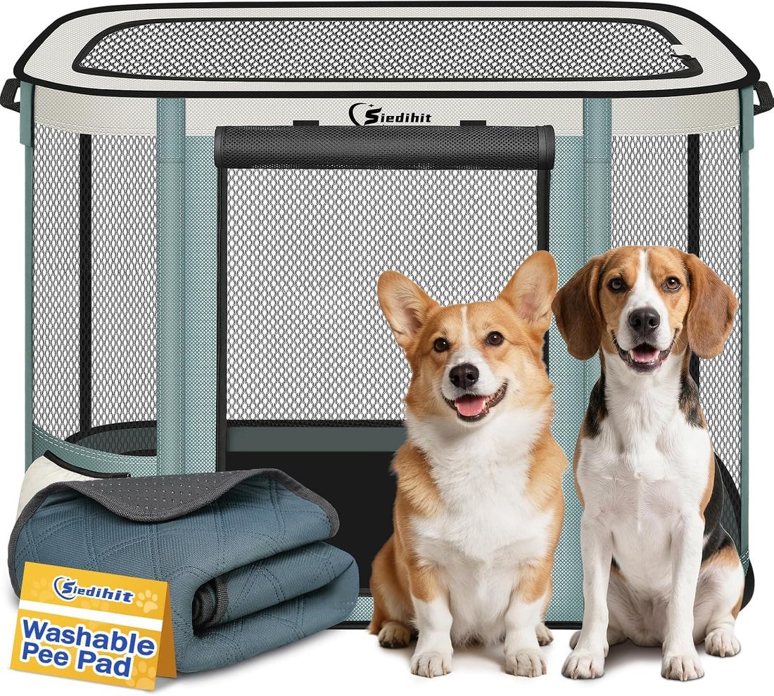 Siedihit Grey 36" Dog Playpen with Pee Pad,Cat Puppy Crate Indoor