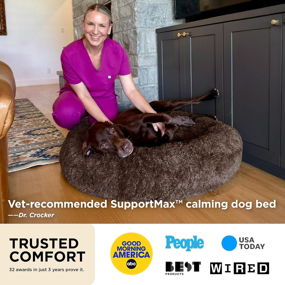 Bedsure SupportMax® Calming Dog Beds Large Sized Dog Washable Pet