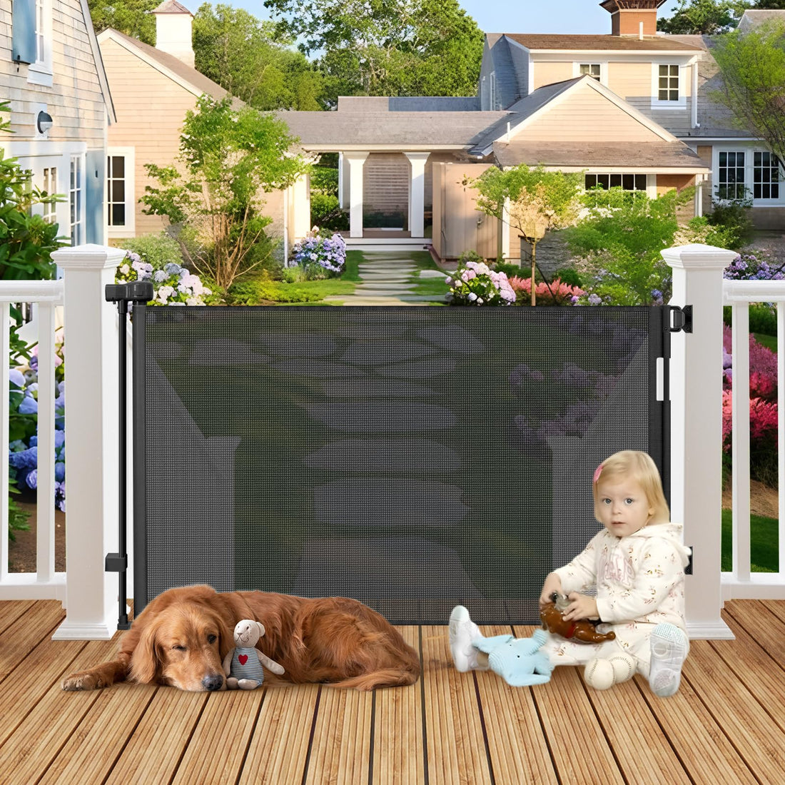 Weatherproof Outdoor Retractable Gate for Dogs with No Rust Stainless