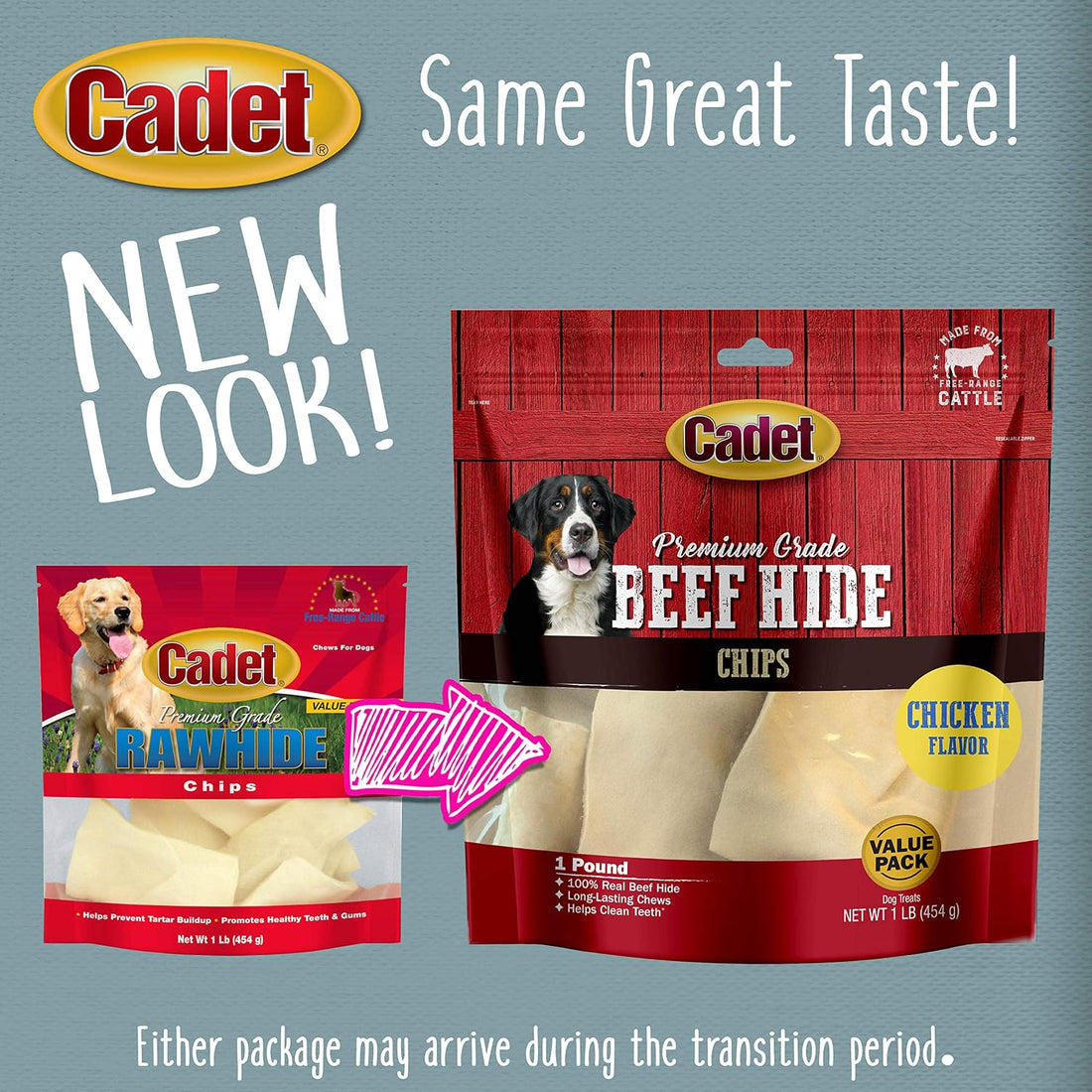 Cadet Premium Grade Beef Hide Chips Dog Chews, 1 lb