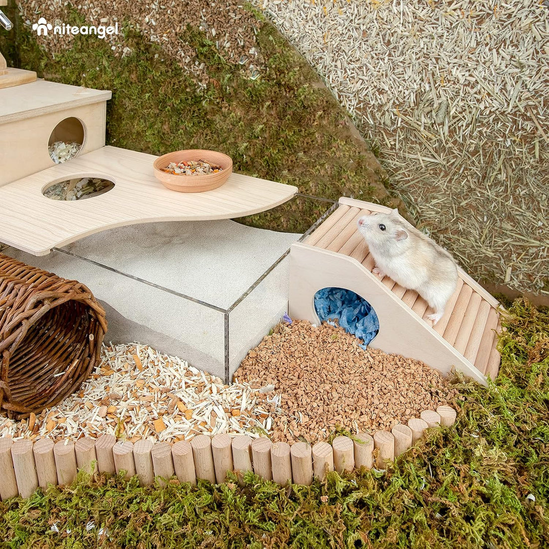 Niteangel Hamster House w/Climbing Ladder for Hamsters Gerbils Mice