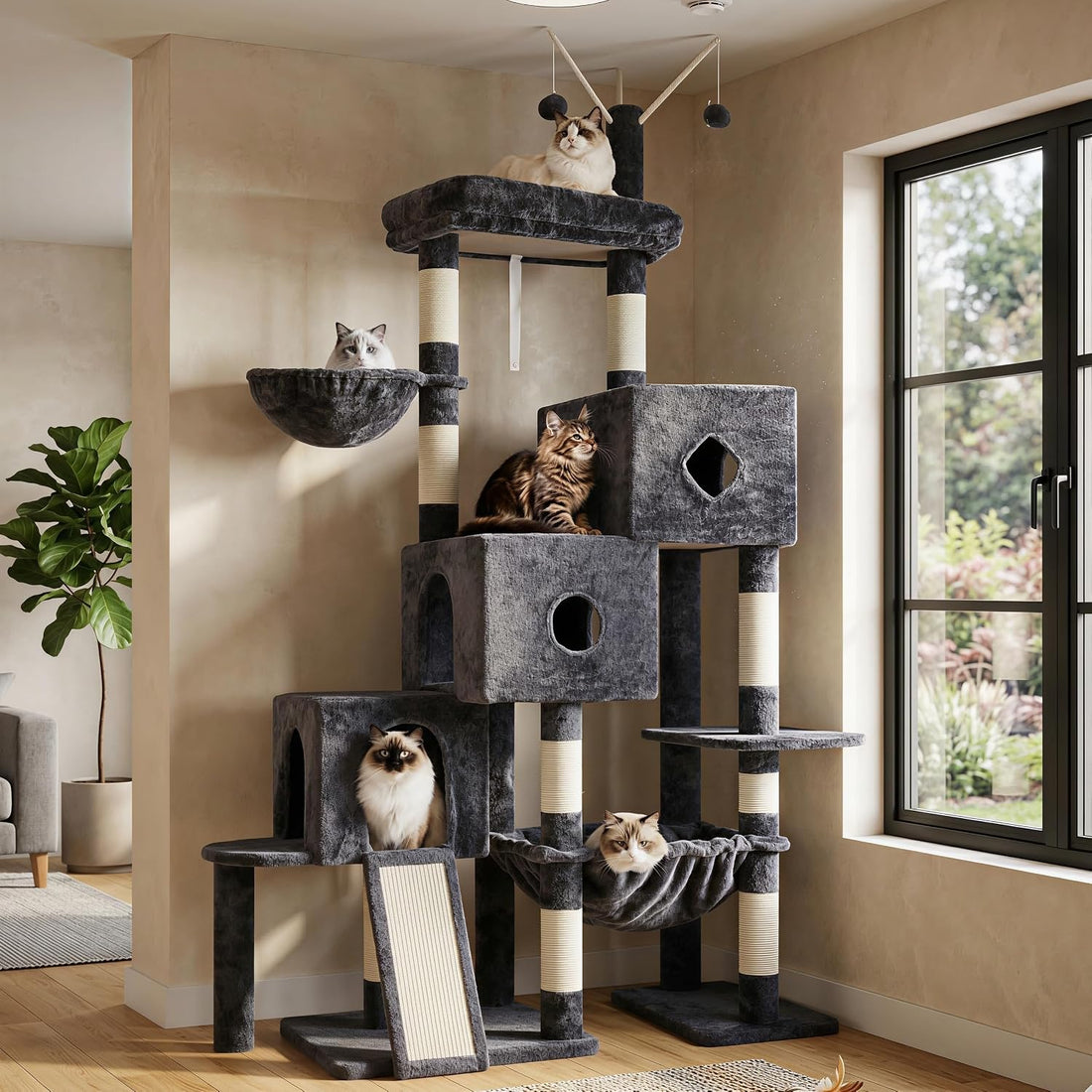 Hey-brother Cat Tree Tower with 3 Condos