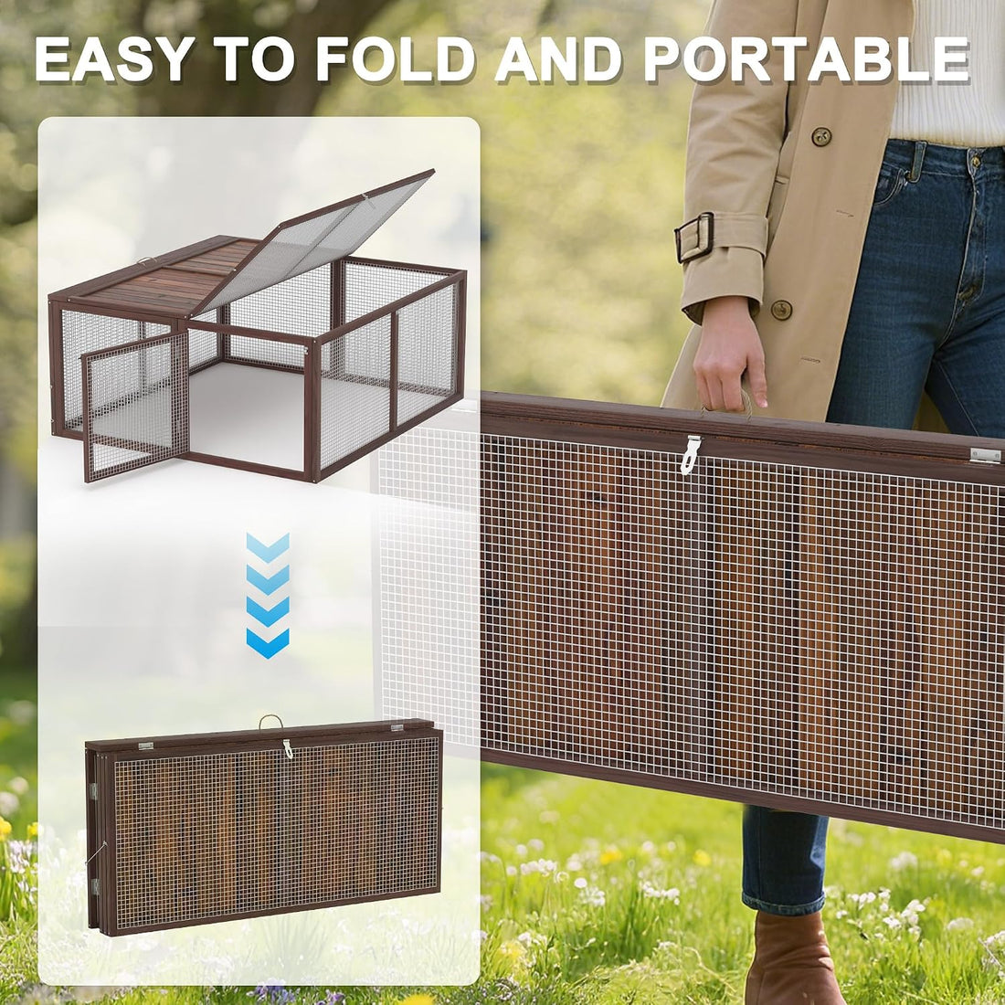 Portable Chicken Coop Run, Folding Rabbit Hutch