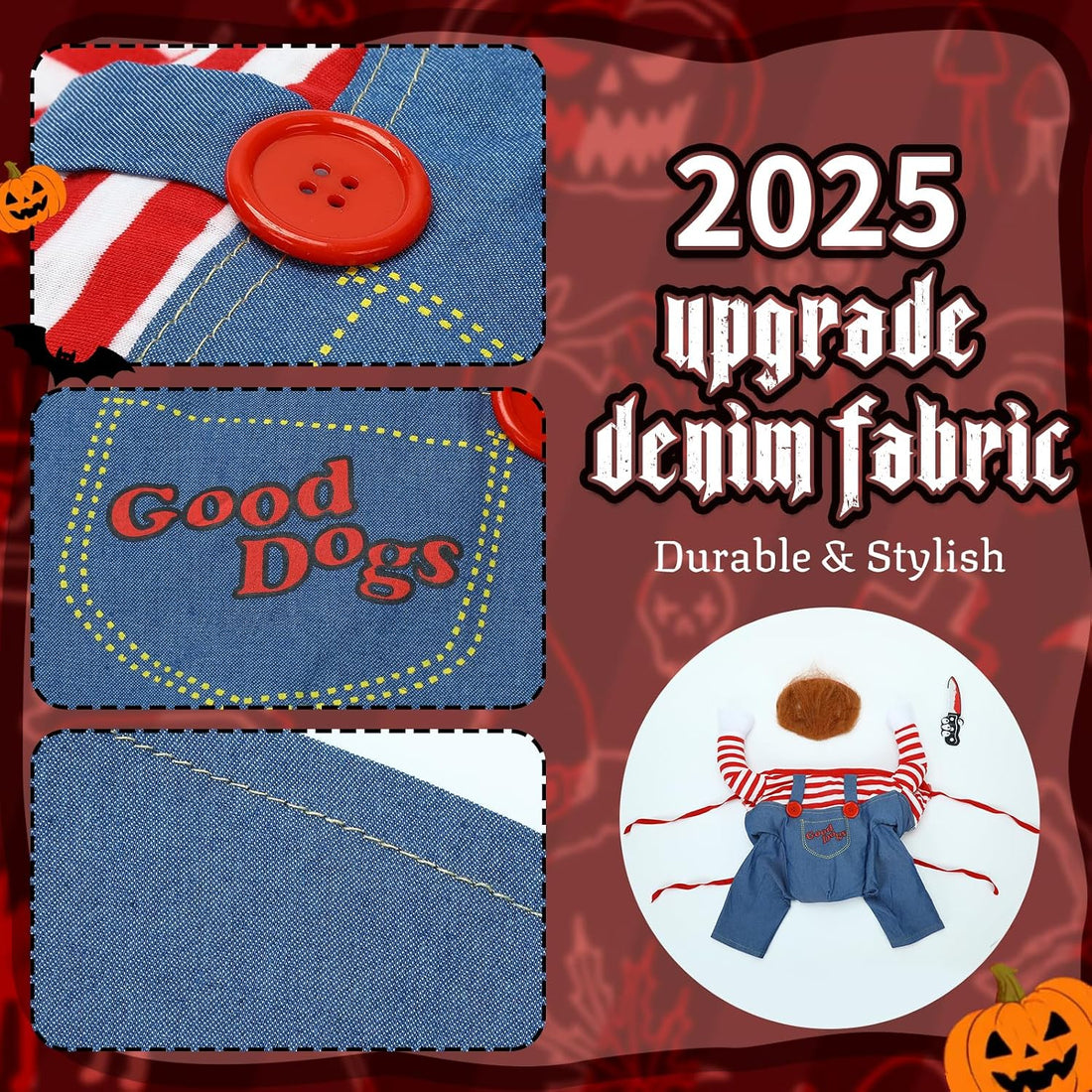 T2Y Dog Halloween Costume Pet Deadly Doll Chucky Dogs Costume
