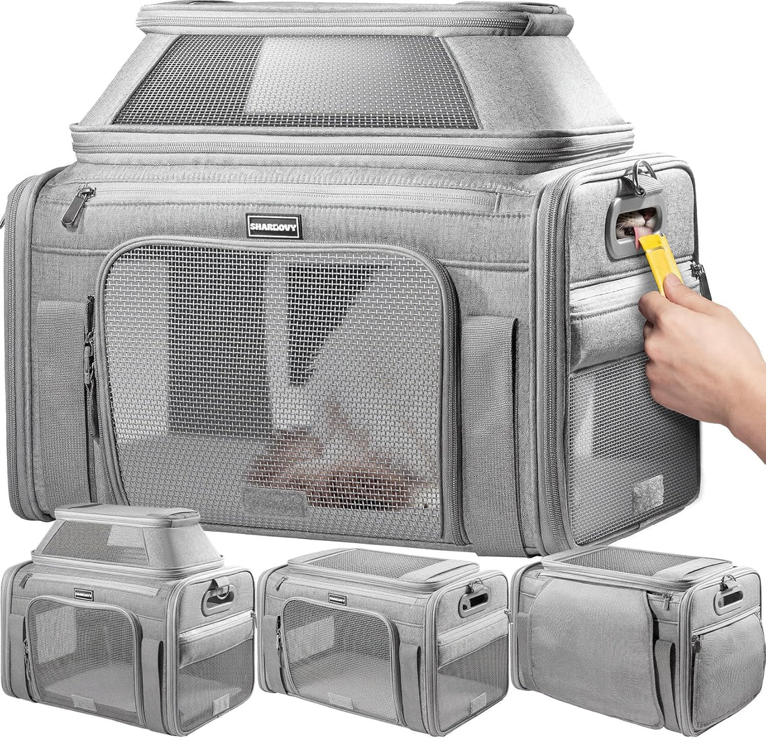 Top-Expandable Pet Carrier with Treat & Pet Window,18x11x11