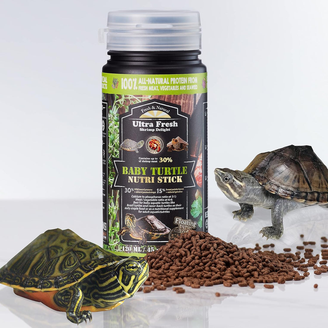 Ultra Fresh Floating Baby Turtle Food, All Natural Ingredients