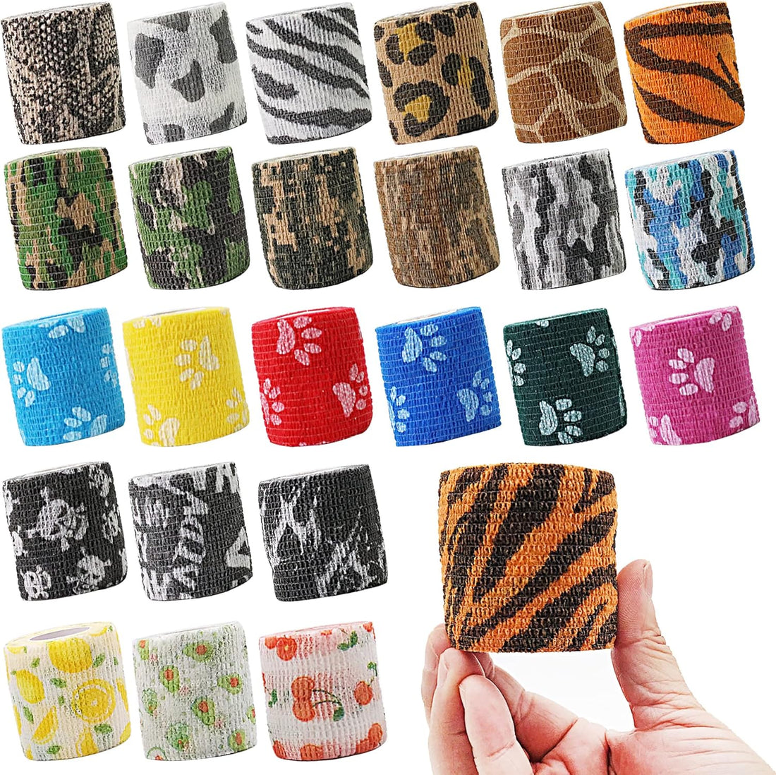 6 Rolls Self-Adhesive Bandage Wrap Grip Tape Wrap Cover Tattoo