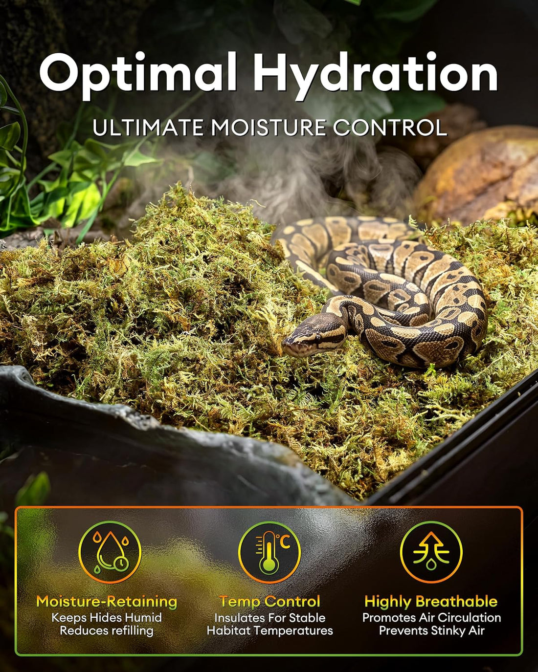 Sphagnum Moss for Reptiles & Plants, 3.5 OZ Terrarium Moss Bedding