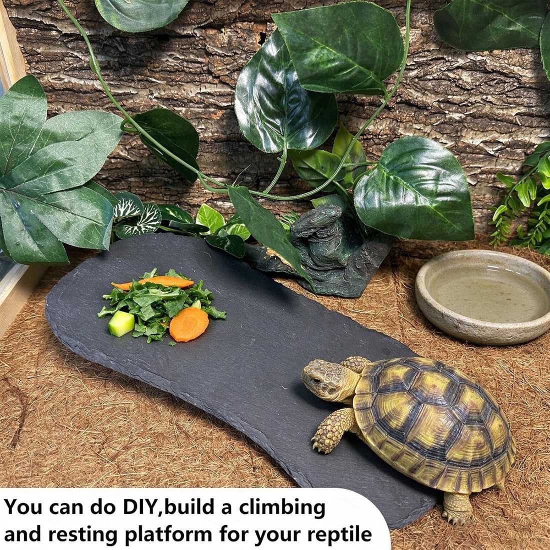 Tfwadmx Reptile Basking Platform,11''x5.5'' Tortoise Rock Plate