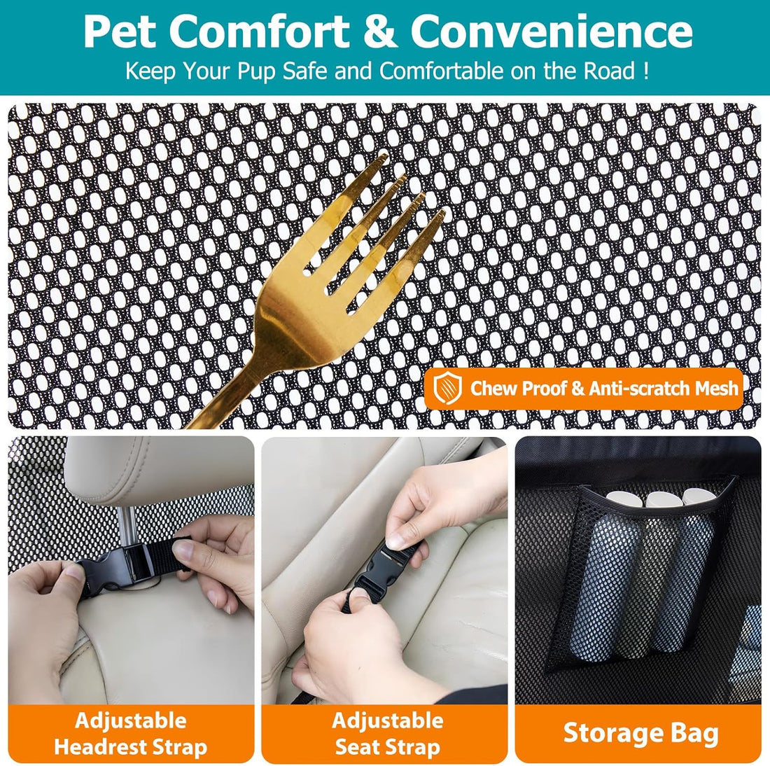 Dog Barrier for Car Back Seat & Cargo Area with Wider Coverage