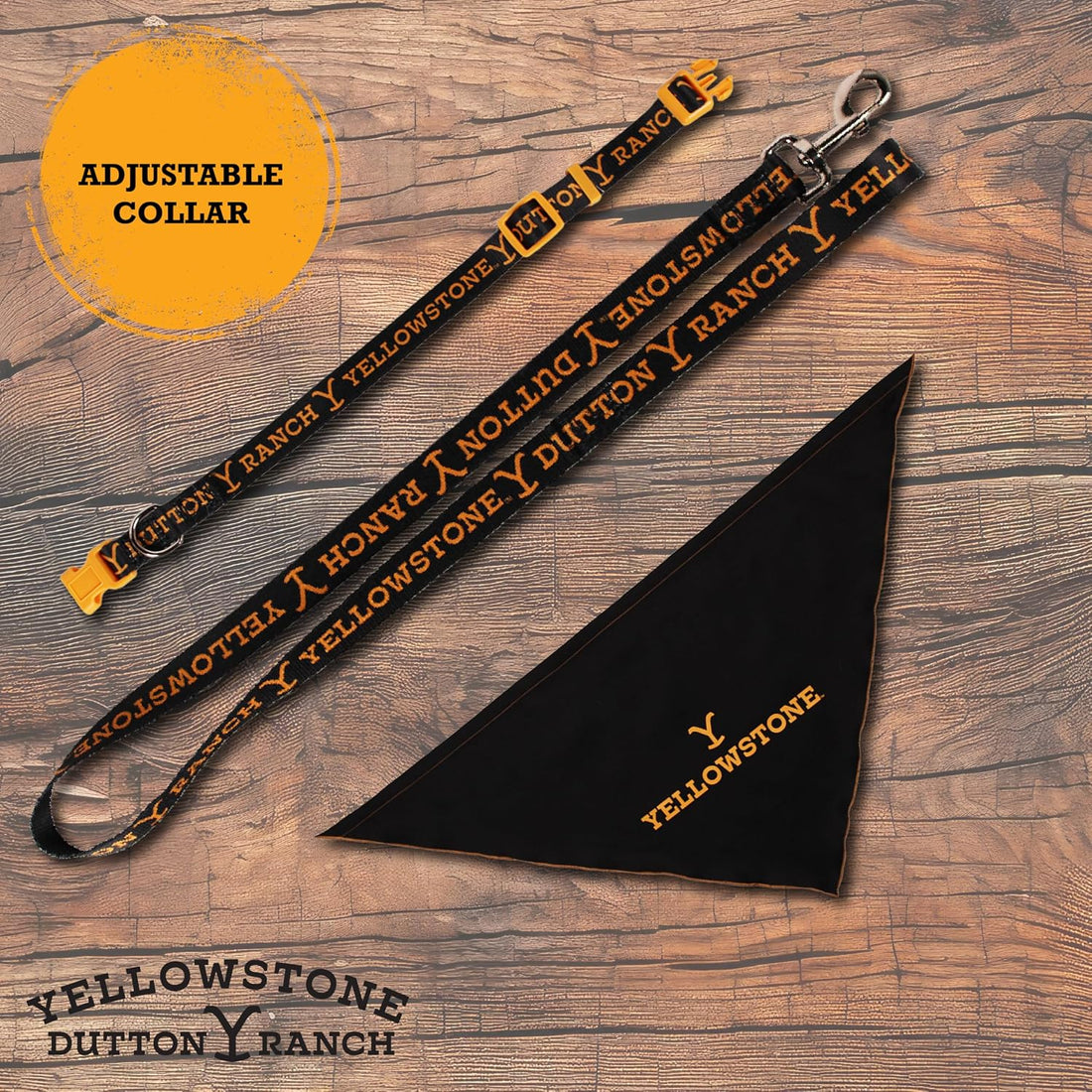 Official Yellowstone Dog Collar, Bandana & Leash Set
