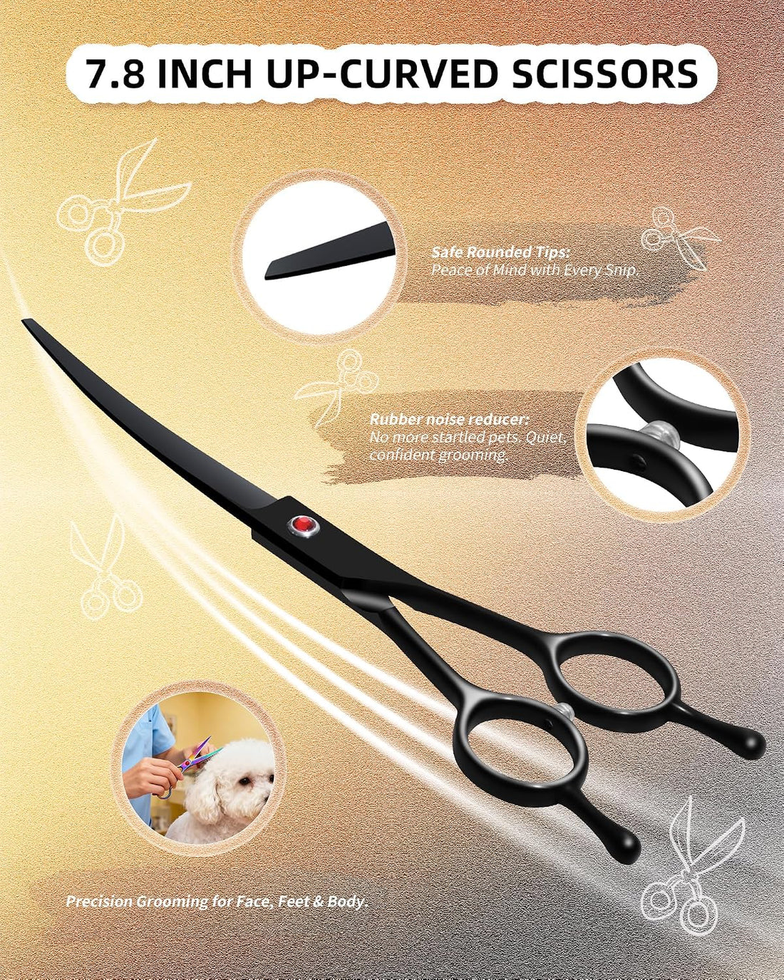 Hucholite Dog Grooming Scissors, Curved Scissors for Dog Grooming