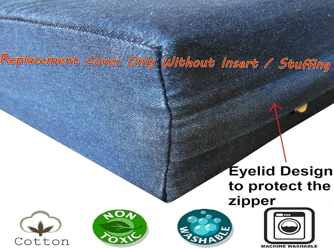 Dogbed4less 47X29X4 Inches Extra Large Blue Color Denim Cotton Jean