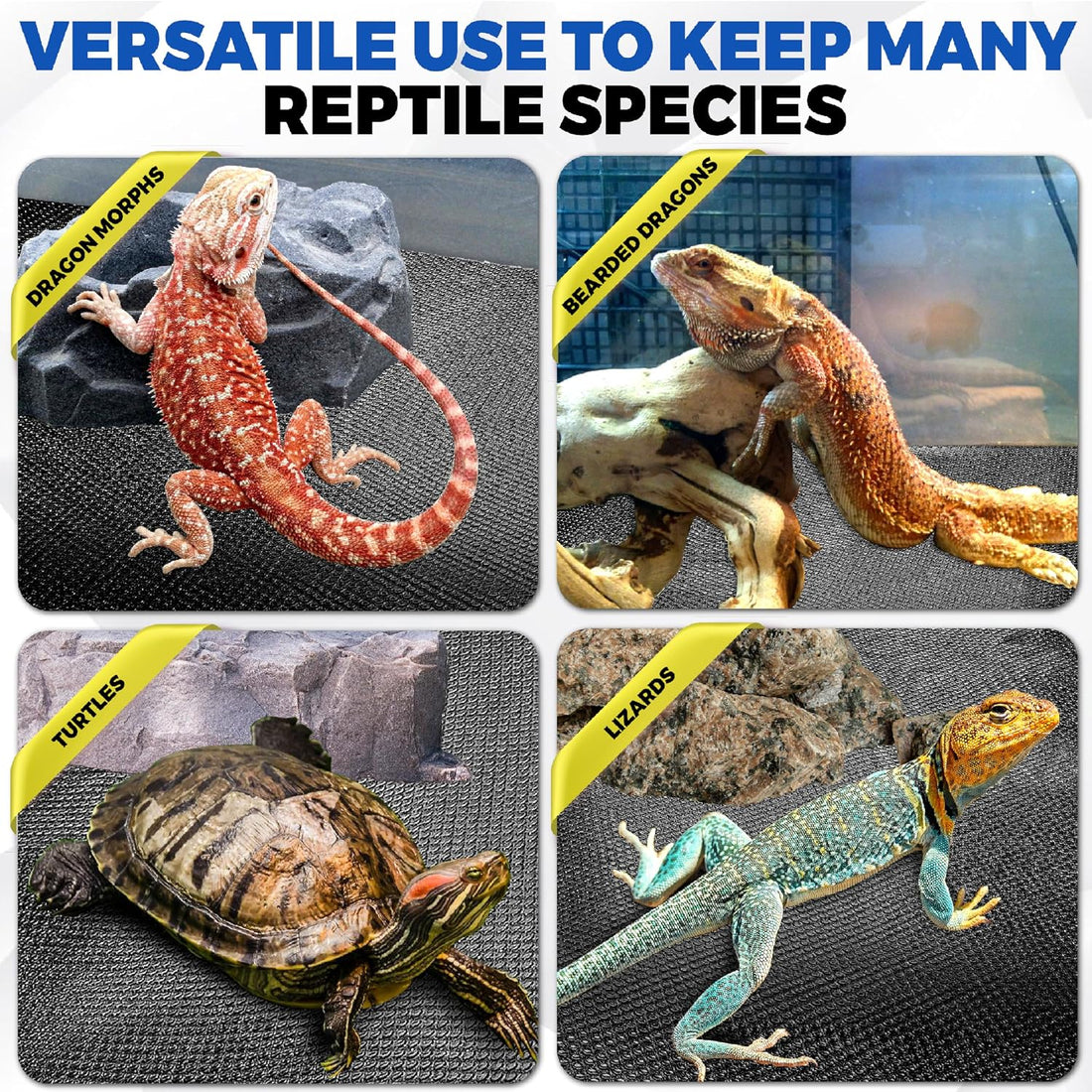 Extra Thick 24"x60" Reptile Substrate Mat, 4PCS Rug Gripper