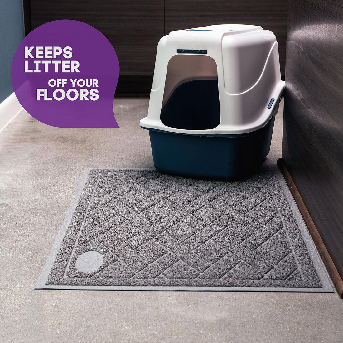Pawkin Cat Litter Mat, Patented Design with Litter Lock Mesh