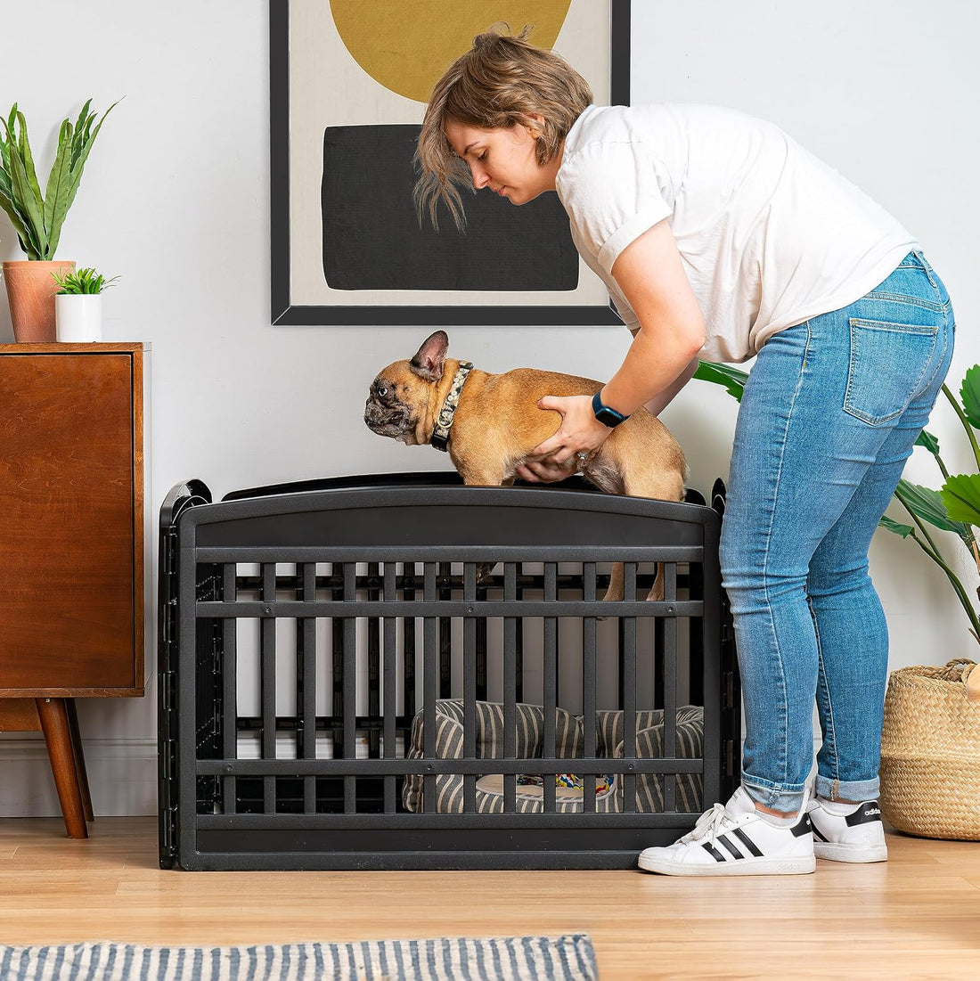 IRIS USA Dog Playpen 24" 4-Panel Puppy Playpen, 35 x 35 x 24
