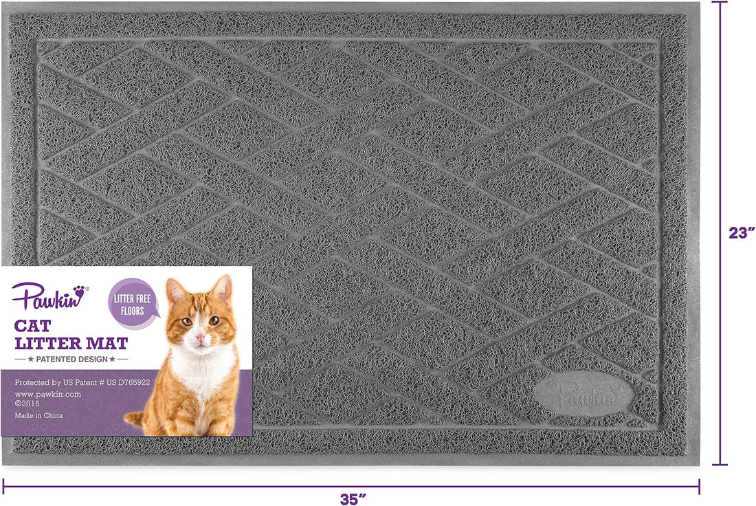 Pawkin Cat Litter Mat, Patented Design with Litter Lock Mesh
