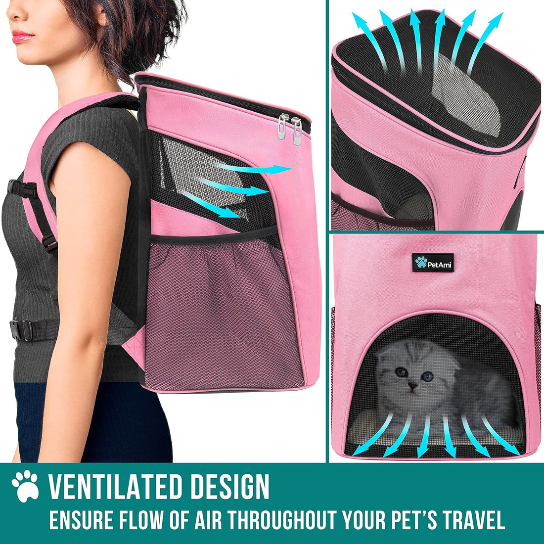 PetAmi Cat Backpack Carrier, Airline Approved Pet Carrier Backpack